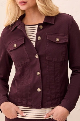 TRIBAL - L/S BTN FRT JACKET W/ HORN BUTTONS-FUDGE