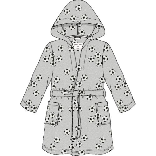 PETIT LEM- Kids Soccer Ball Print on Lunar Rock Plush Robe