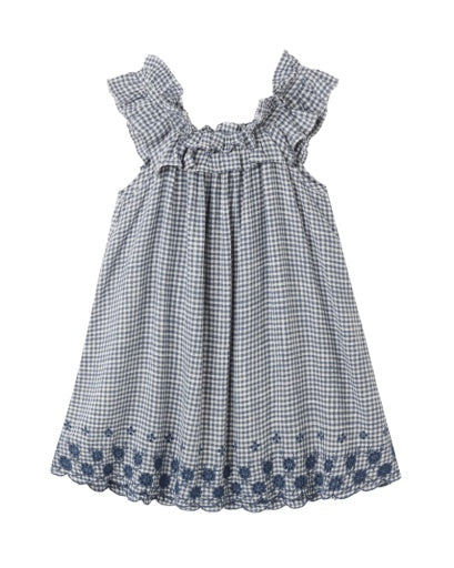 RYLEE + CRU - KIDS LENNON DRESS MARINE GINGHAM