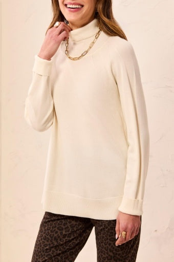 TRIBAL - L/S TURTLE NK SWEATER-MOONSTONE