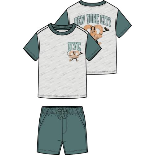 MILES THE LABEL - BOY 2 PCS SET: S/S T-SHIRT AND SHORT KNIT-TEAL 26SMW03E04-B