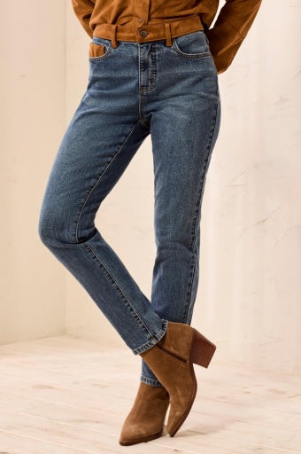 TRIBAL - AUDREY HUGGING SLIM ANKLE DENIM W/SUEDE-MOONLIGHT