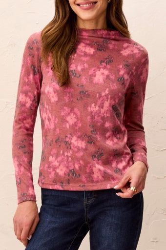 TRIBAL - L/S FUNNEL NECK TOP -NOSTALGIA