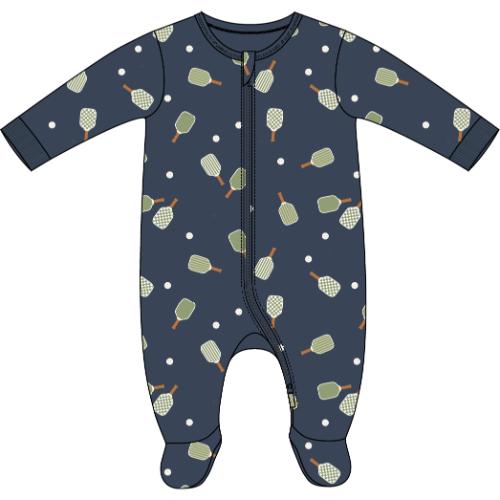 PETIT LEM- Baby Pickleball Print on Dress Blue Sleeper