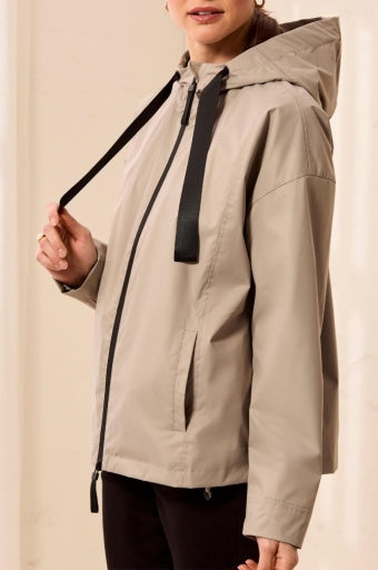 TRIBAL - L/S HOODED ZIP FRT COAT-DRY SAND