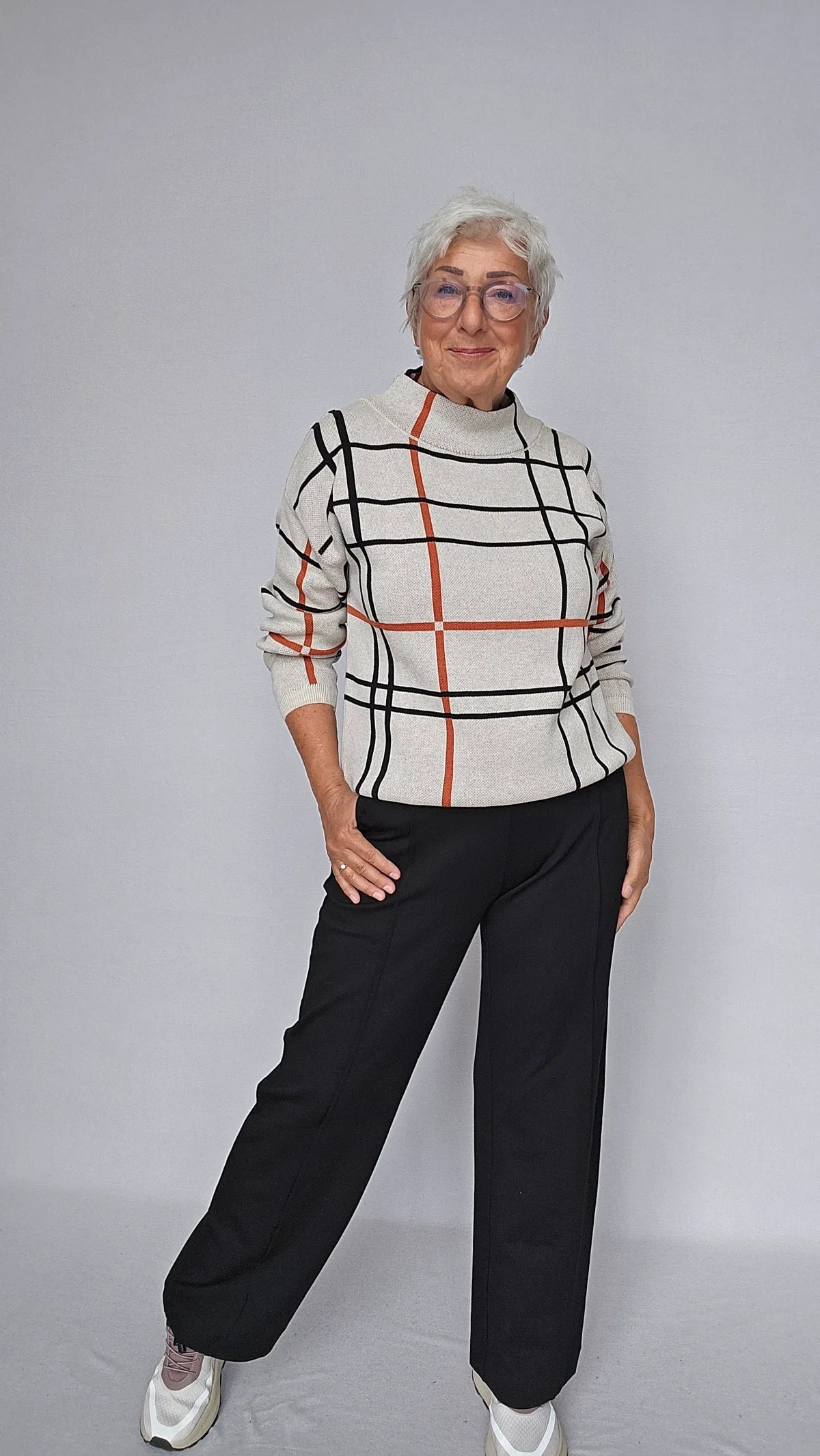 SKOVHUUS - WOMEN'S PLAID MOCK NECK