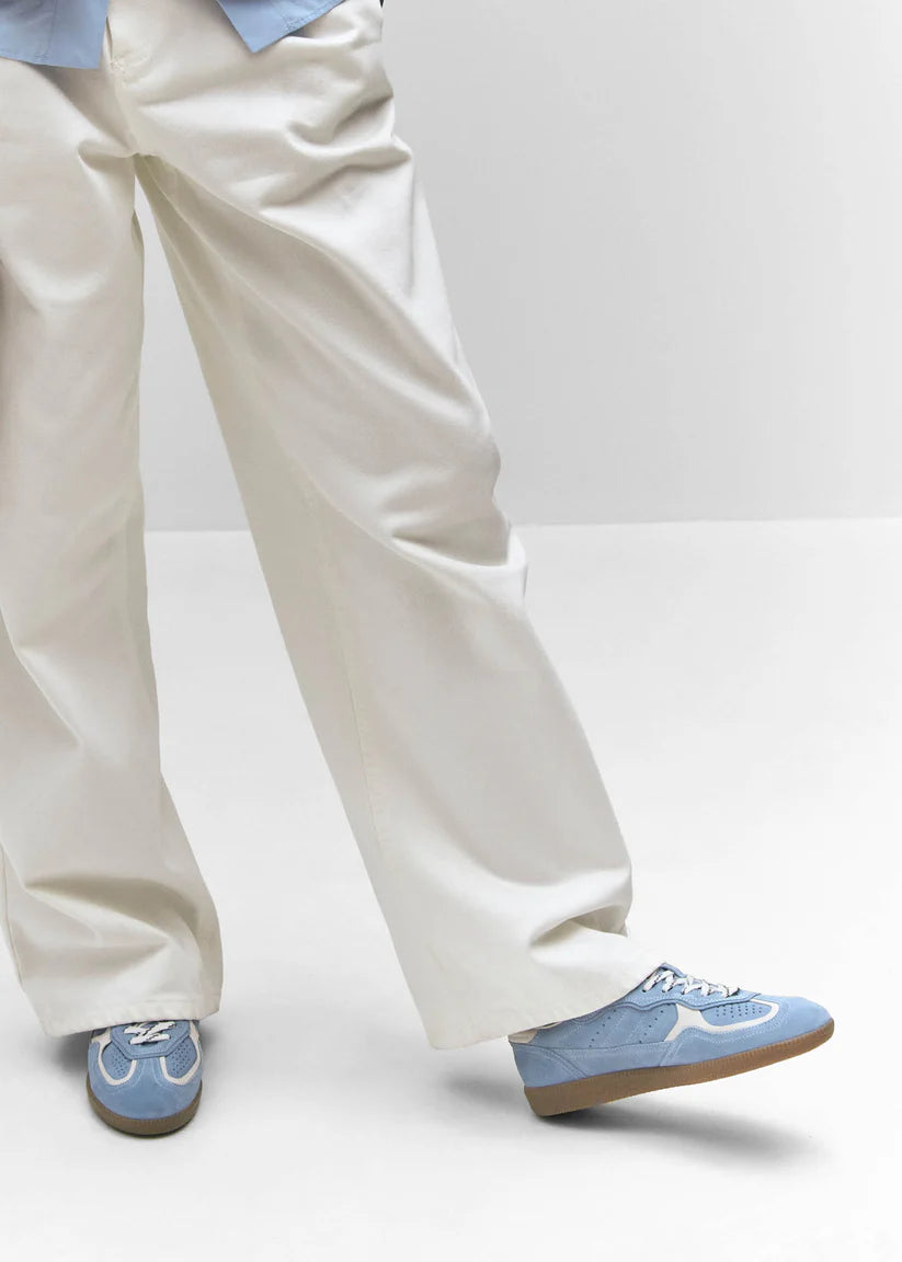 ALOHAS - WOMEN'S RIFE CORNFLOWER BLUE CREAM LEATHER SNEAKERS