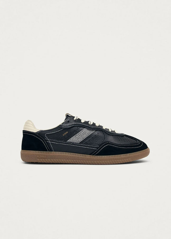 ALOHAS - WOMEN'S RIFE GRAIN WHITE BLACL LEATHER SNEAKER