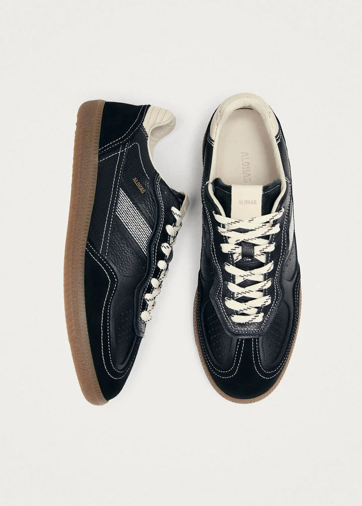 ALOHAS - WOMEN'S RIFE GRAIN WHITE BLACL LEATHER SNEAKER