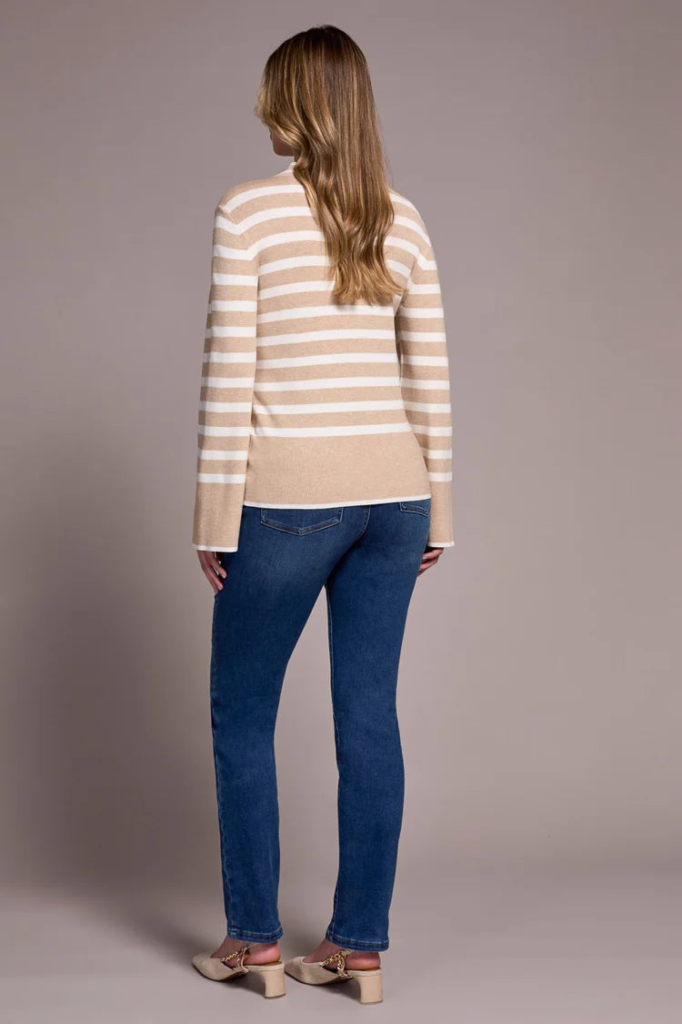 Tribal - Lightweight Mock Neck Striped Sweater #22890