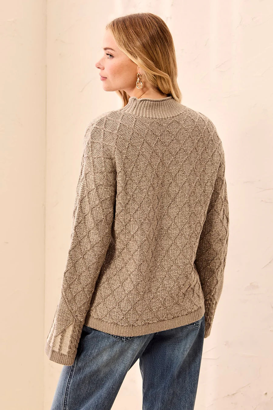 TRIBAL - L/S CREW NK SWEATER W/ CABLES