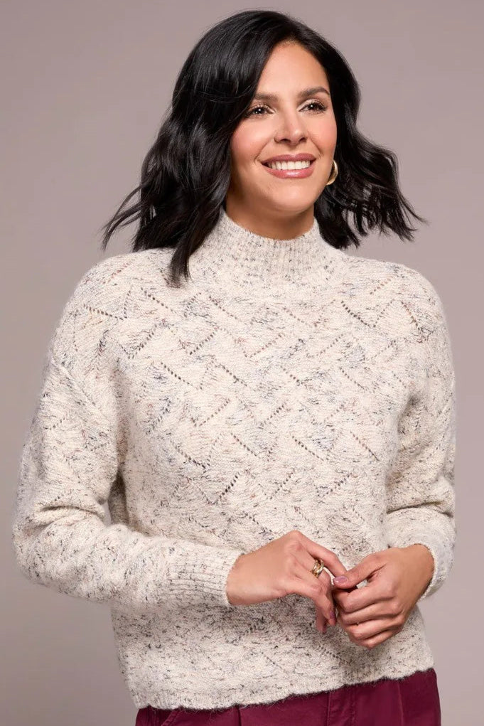 TRIBAL - WOMENS Mock Neck Drop Shoulder Sweater 5943O