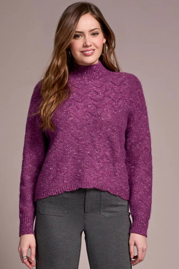 TRIBAL - WOMENS Mock Neck Drop Shoulder Sweater 5943O