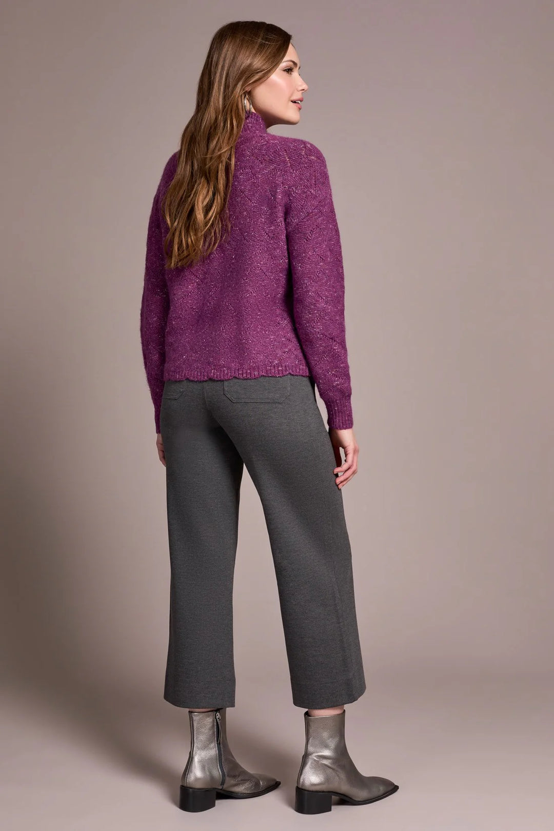 TRIBAL - WOMENS Mock Neck Drop Shoulder Sweater 5943O