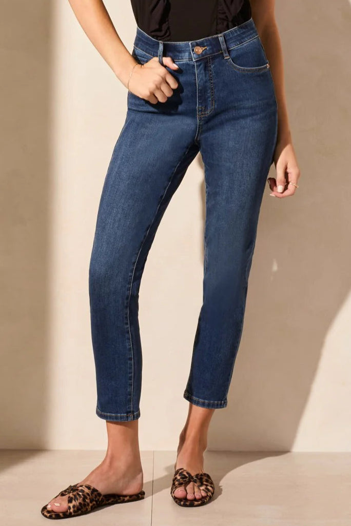 TRIBAL Sophia Mid Rise, Slim Crop Jean #57070