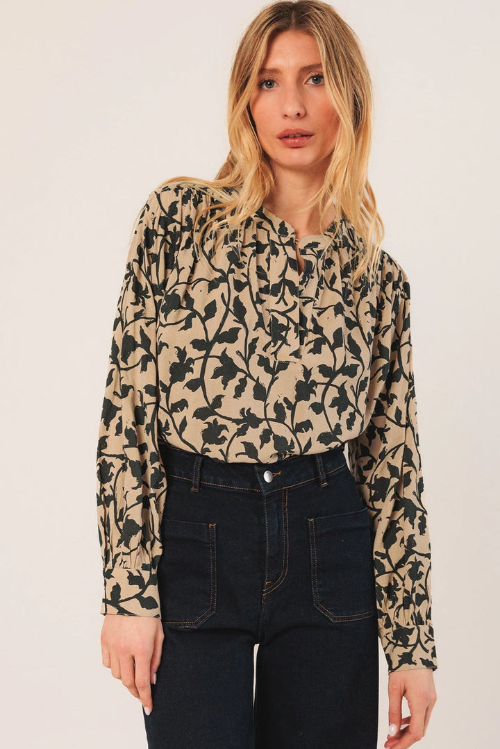 INDI & COLD- WOMEN'S MAO COLLAR BLOUSE