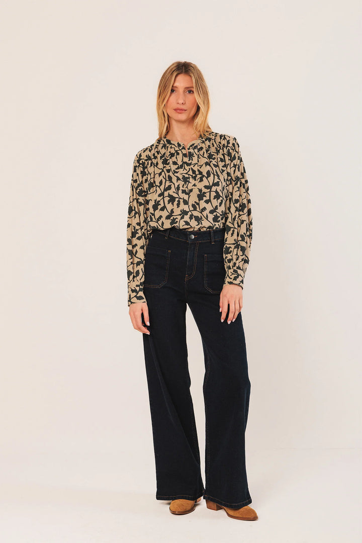 INDI & COLD- WOMEN'S MAO COLLAR BLOUSE