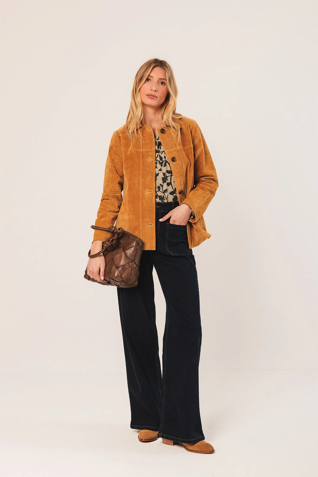 INDI & COLD- WOMEN'S MAO COLLAR BLOUSE