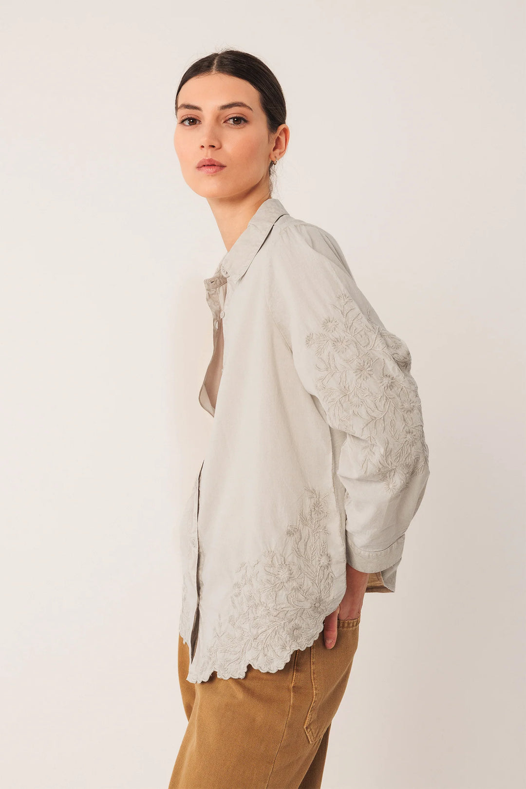 INDI & COLD- WOMEN'S EMBROIDERED VOILE SHIRT