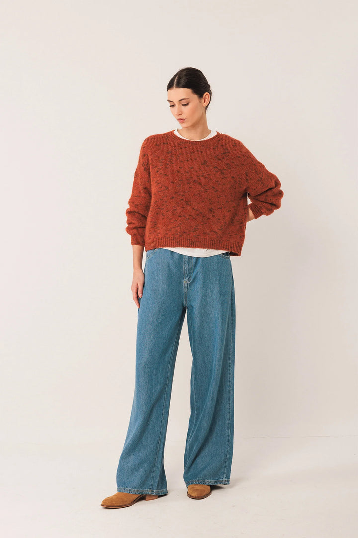 INDI & COLD- WOMEN'S MOHAIR CROP SWEATER
