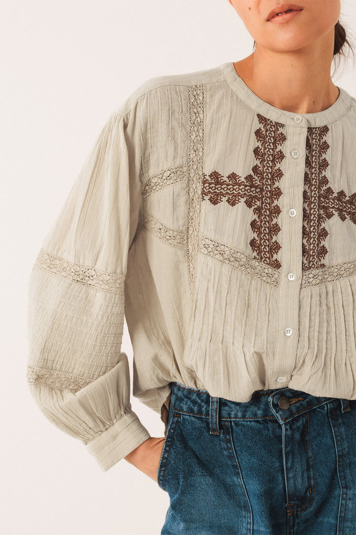 INDI & COLD- WOMEN'S ETHNIC EMBROIDERED SHIRT