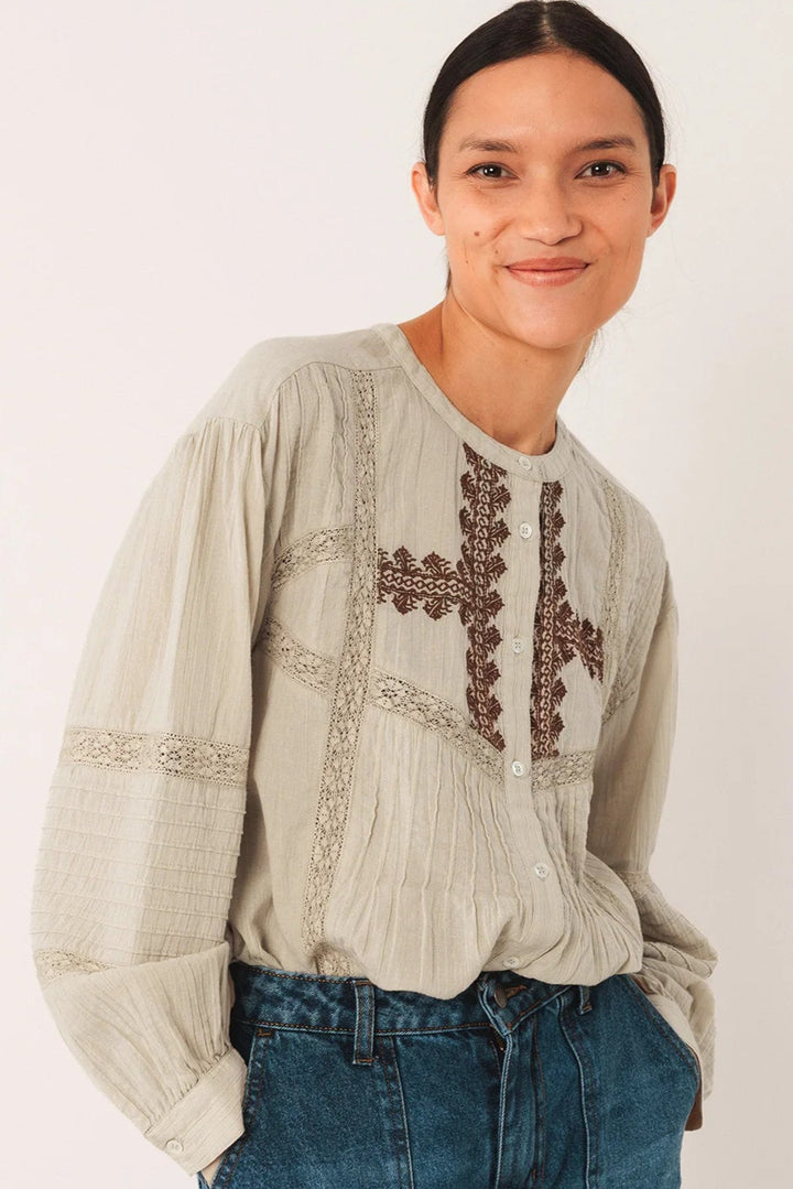 INDI & COLD- WOMEN'S ETHNIC EMBROIDERED SHIRT