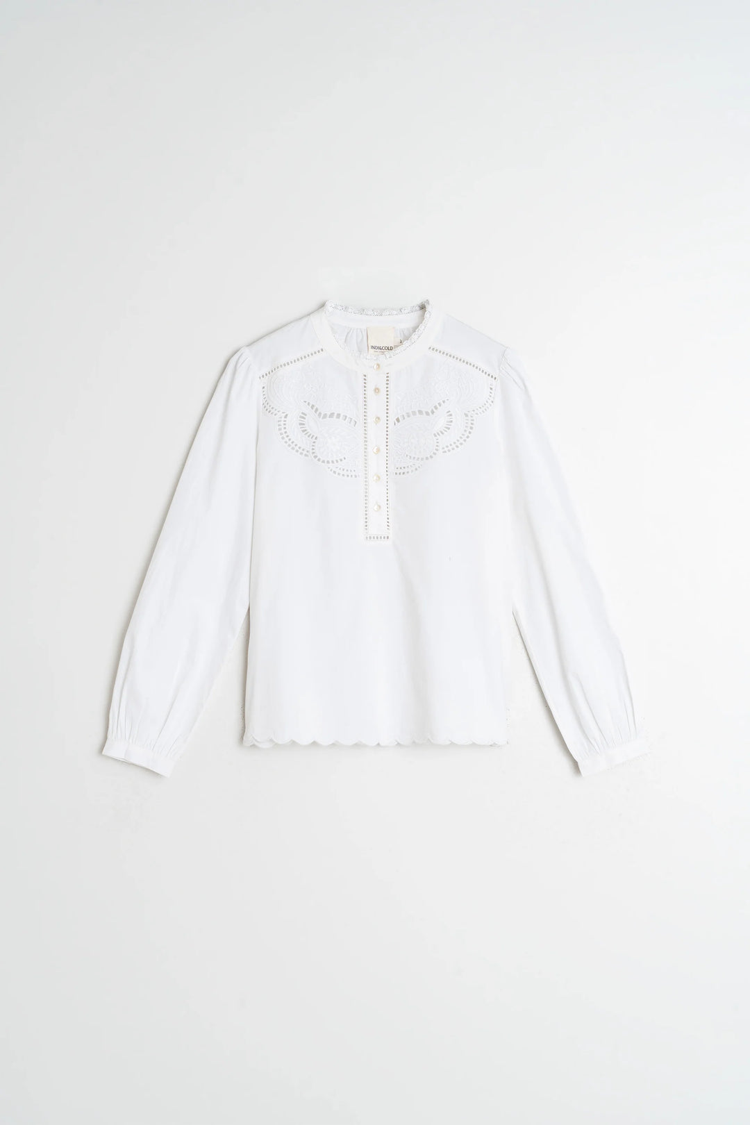 INDI & COLD- WOMEN'S EMBROIDERED TRIMMED BLOUSE