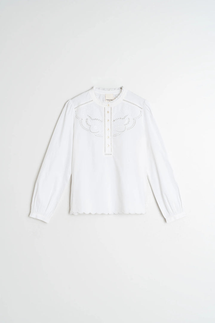 INDI & COLD- WOMEN'S EMBROIDERED TRIMMED BLOUSE