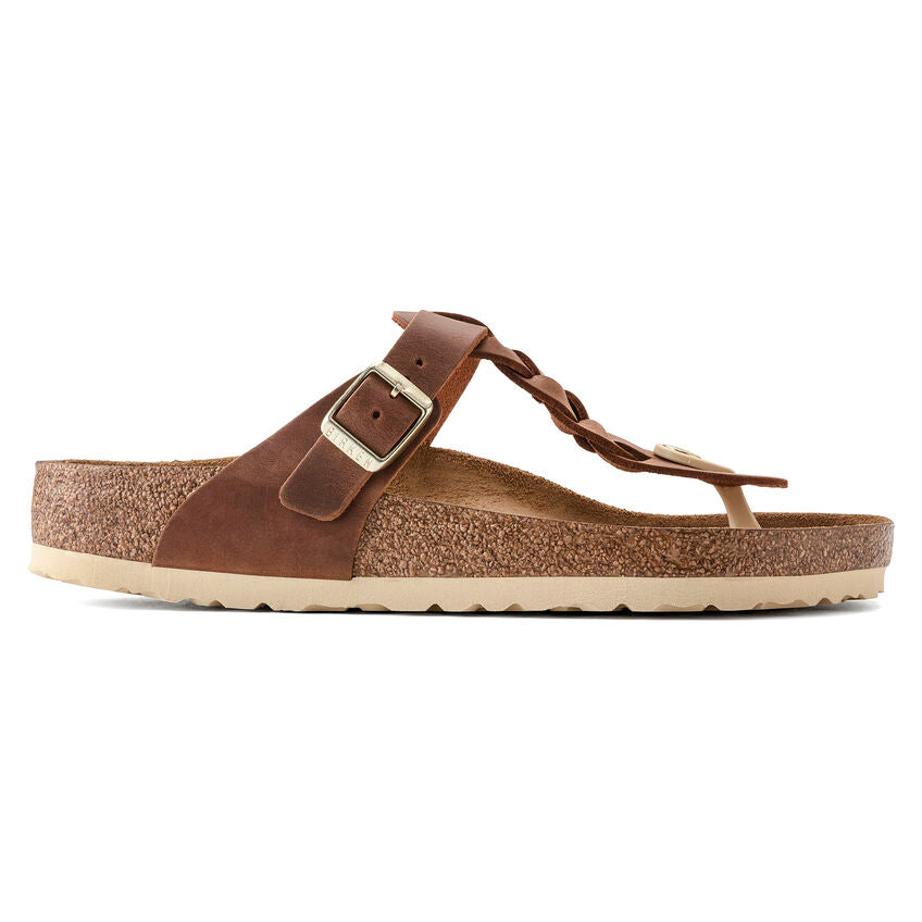 BIRKENSTOCK- LADIES GIZEH BRAIDED SANDAL COGNAC