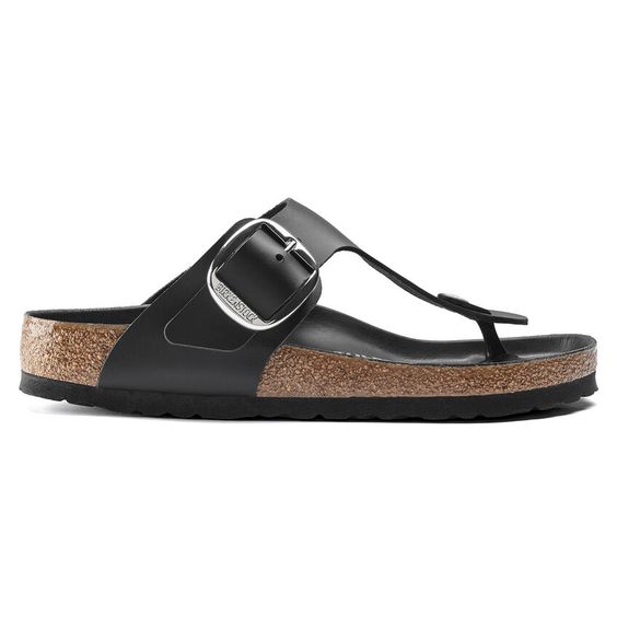 BIRKENSTOCK- LADIES GIZEH BIG BUCKLE OILED NUBUCK SANDAL BLACK
