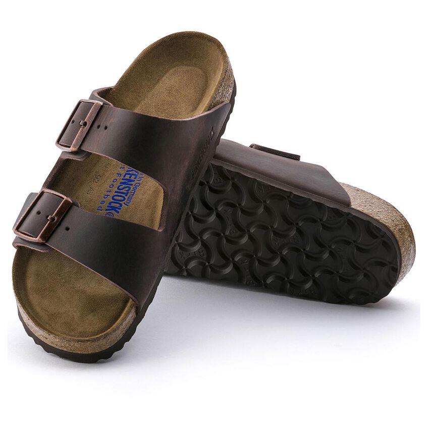 BIRKENSTOCK- ARIZONA HABANA LEATHER SOFT FOOTBED SANDAL
