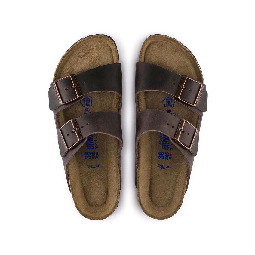 BIRKENSTOCK- ARIZONA HABANA LEATHER SOFT FOOTBED SANDAL
