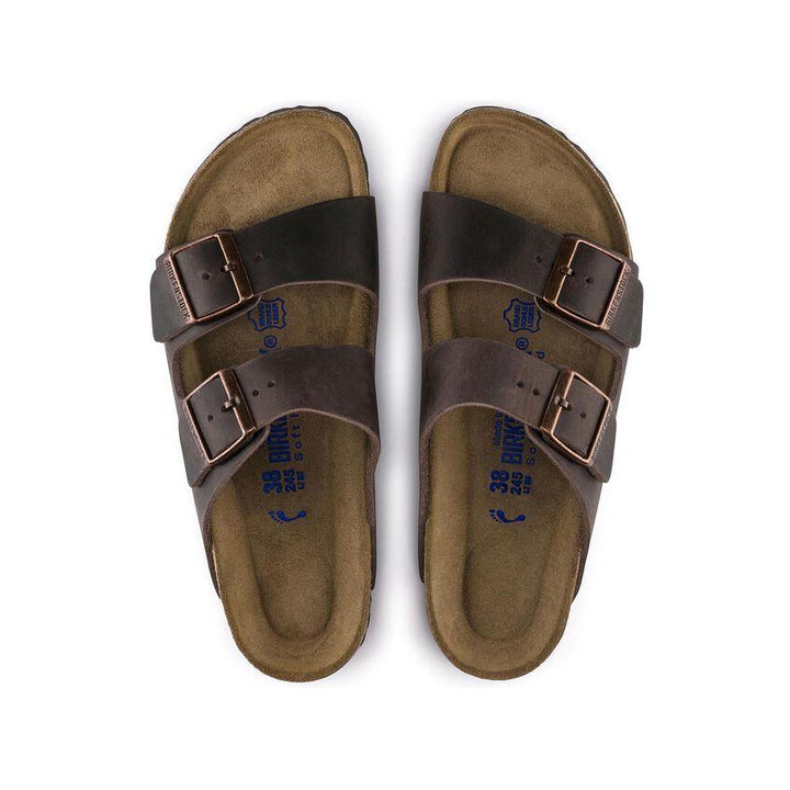 BIRKENSTOCK- ARIZONA HABANA LEATHER SOFT FOOTBED SANDAL