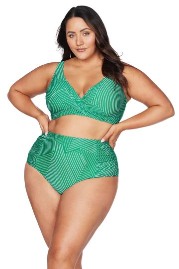 ARTESANDS- WOMEN'S LINEAR PERSPECTIVE HIGH WAIST SWIM BOTTOM