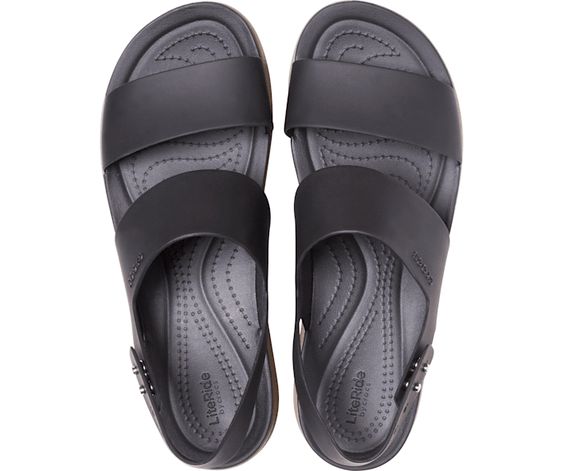 CROCS- LADIES BROOKLYN L WEDGE SANDAL BLACK/ MUSHROOM
