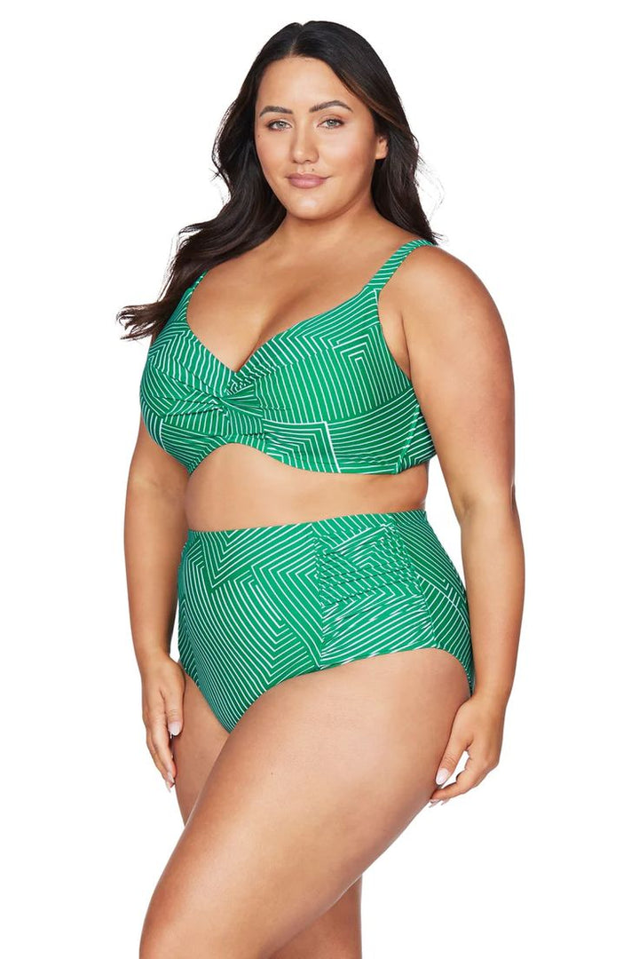 ARTESANDS- WOMEN'S LINEAR PERSPECTIVE HIGH WAIST SWIM BOTTOM