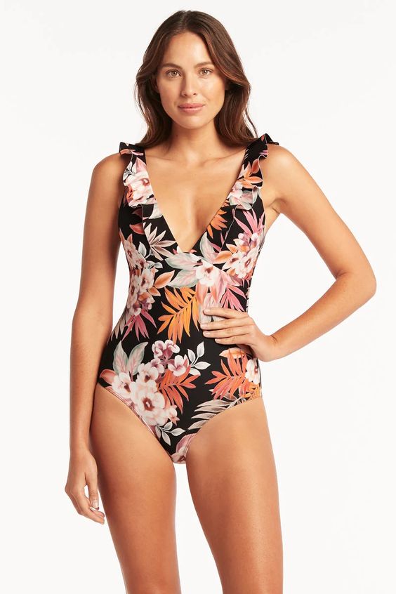 SEA LEVEL- LADIES ESCAPE BONDED FRILL ONE PIECE