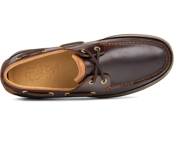SPERRY- MEN'S GOLD ASV 2-EYE BOAT SHOE DARK BROWN