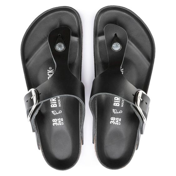 BIRKENSTOCK- LADIES GIZEH BIG BUCKLE OILED NUBUCK SANDAL BLACK
