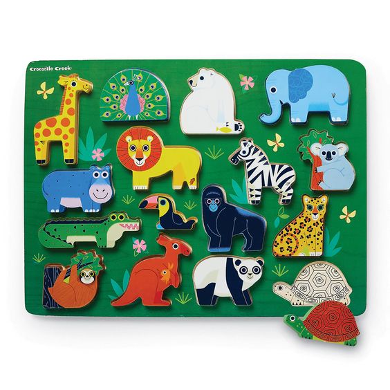 CROCODILE CREEK- 16 PIECE WOODEN ZOO PUZZLE 
