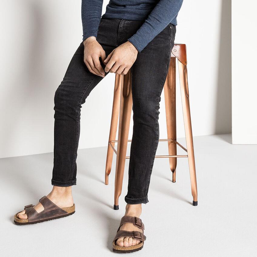 BIRKENSTOCK- ARIZONA HABANA LEATHER SOFT FOOTBED SANDAL