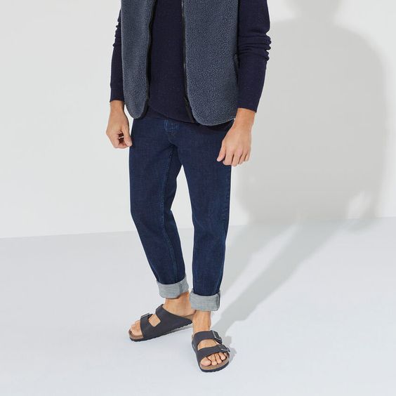 BIRKENSTOCK- MEN'S ARIZONA VEGAN SANDAL DESERT DUST INDIGO