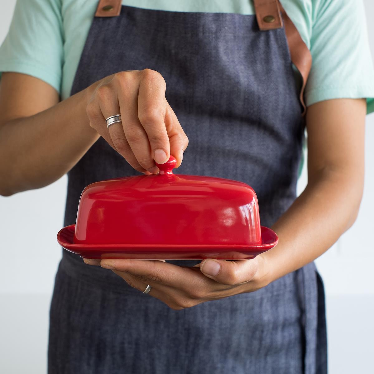 DANICA- Rectangular Butter Dish Red
