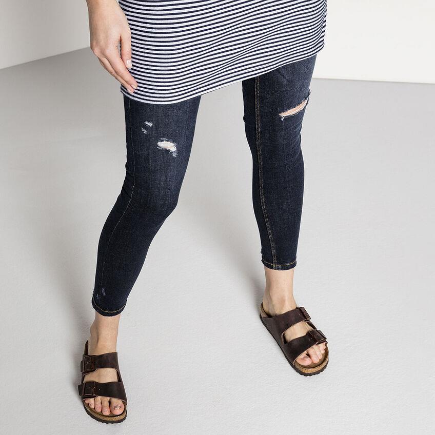 BIRKENSTOCK- ARIZONA HABANA LEATHER SOFT FOOTBED SANDAL