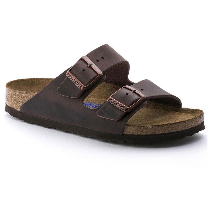 BIRKENSTOCK- ARIZONA HABANA LEATHER SOFT FOOTBED SANDAL